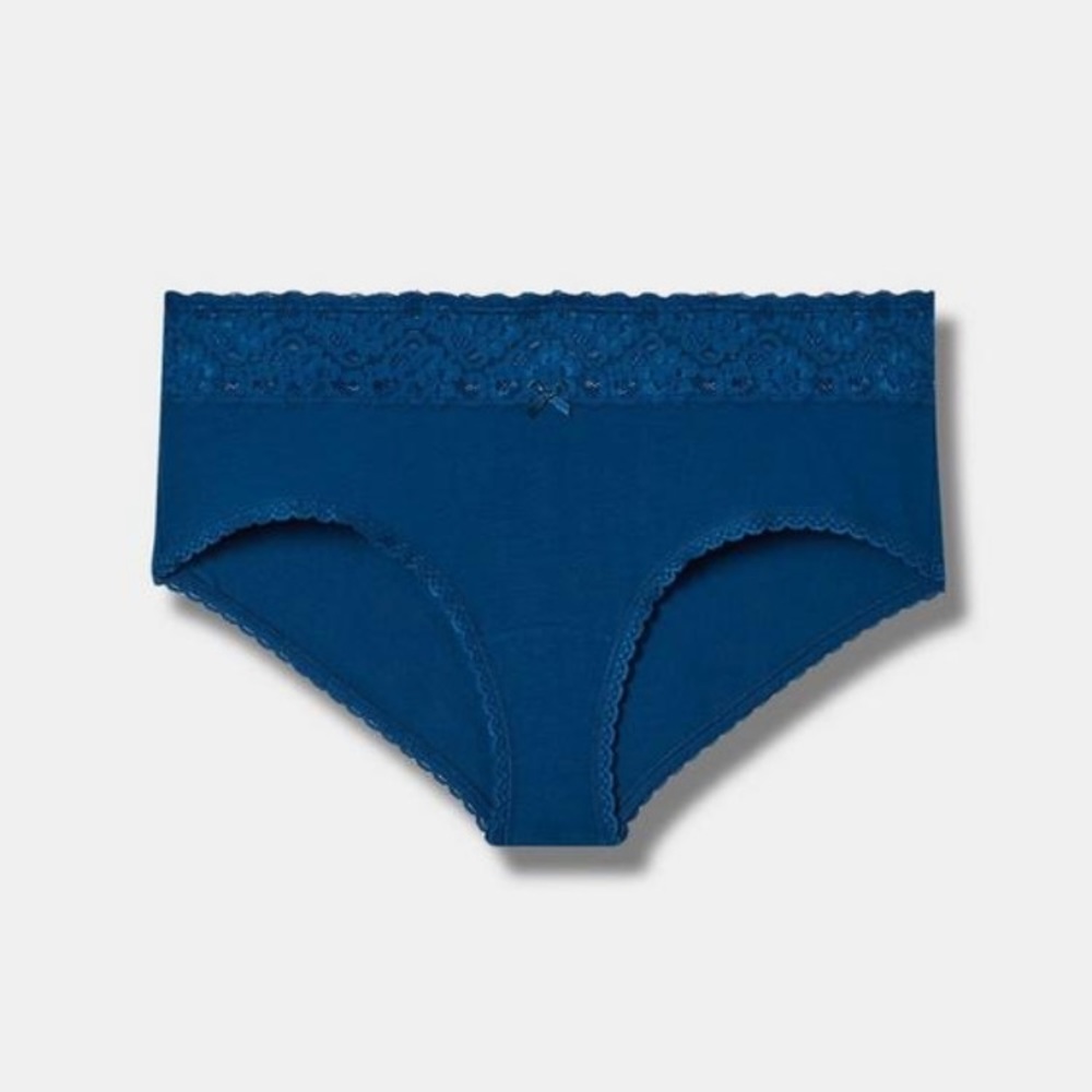 Torrid Cotton Mid Rise Cheeky Lace Trim Panty